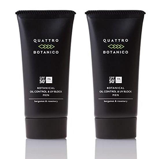 Quattro Botanico (Sunscreen Men UV) Botanical Oil Control UV Block 2-Pack White Cast Stickiness Suppression Light Texture Mens Skincare Waterproof