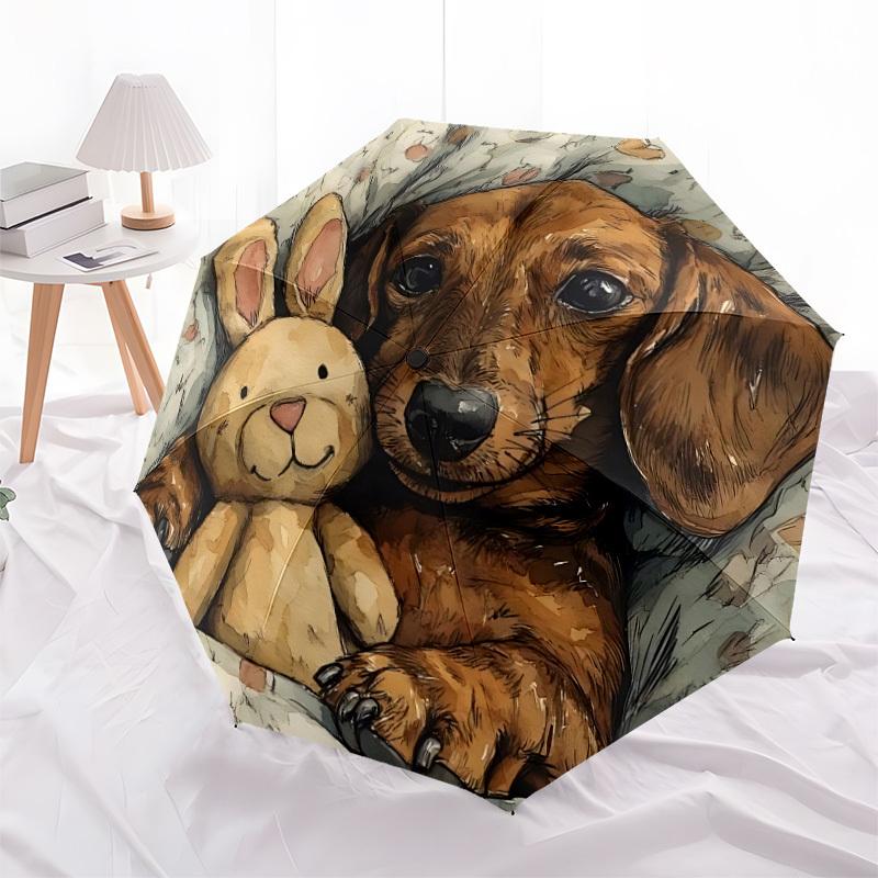 1pc Dachshund Bunny Open/Close Folding Umbrella, All- Portable Umbrella for & Men, Stylish Accessory (Holiday Gift) 8-Rib yy251213199