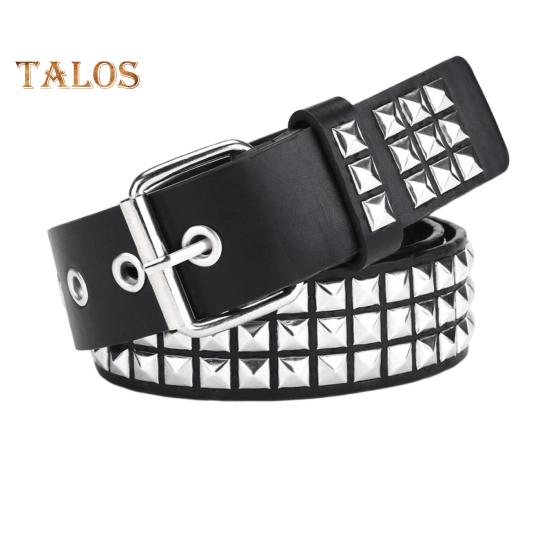 

Ремень с заклепками в стиле панк-рок Ремень с заклепками Ремень с люверсами Квадратные заклепки Пирамидальные металлические вставки Регулируемые ремни Ремень из искусственной кожи 110cm E