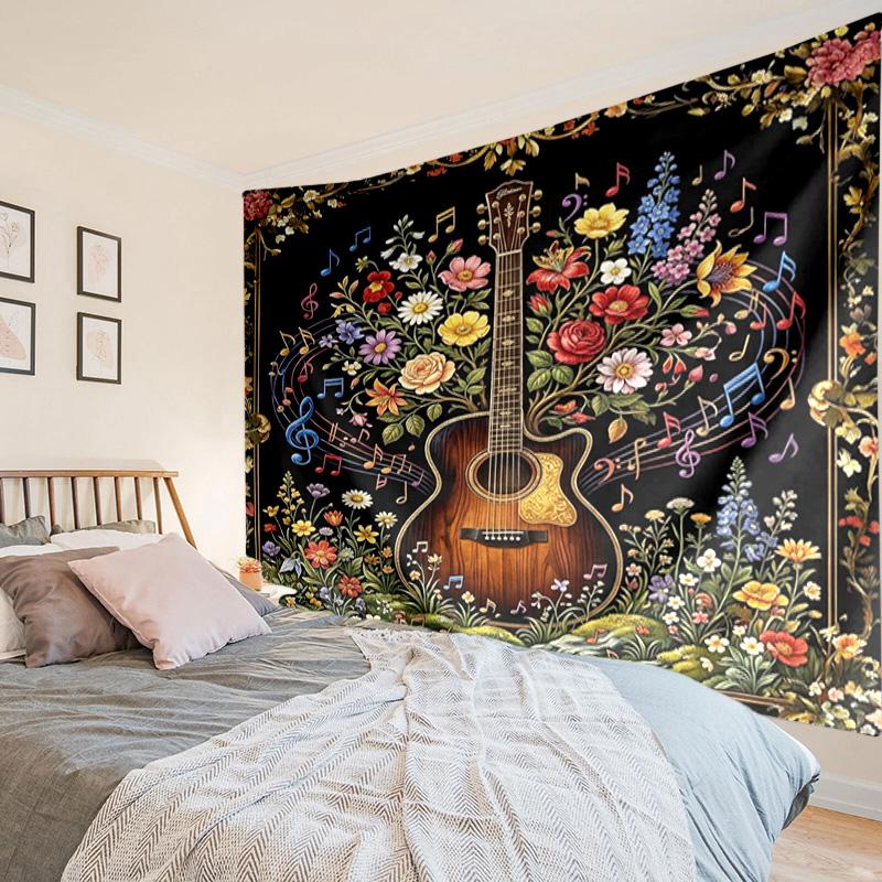Neon Guitar Melody Tapestry, Unique Design Tapestry, Wall Decor for Bedroom,Livingroom, Playroom,Heartwarming Fan Holiday Gifts