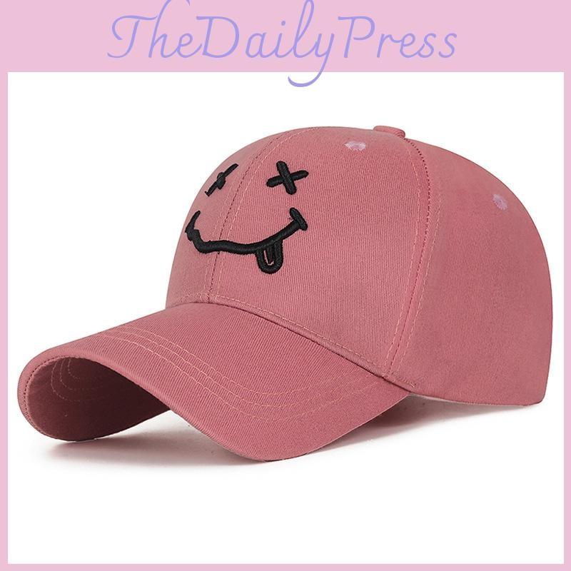 Smile Embroidered Polyester Cap Sun Shade Men Women Outdoor Sports Daily Wear