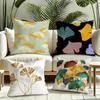 Ginkgo Leaves Printed Cushion Cover Reversible Plush Pillow Cover Soft Fluffy  Home Decor for Sofa Bedroom
