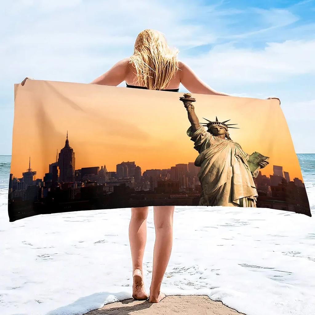 Beach Towel Statue of Liberty Microfiber Beach Towels Quick Dry Towel Sand Proof Super Absorbent Beach Towels Independence Day