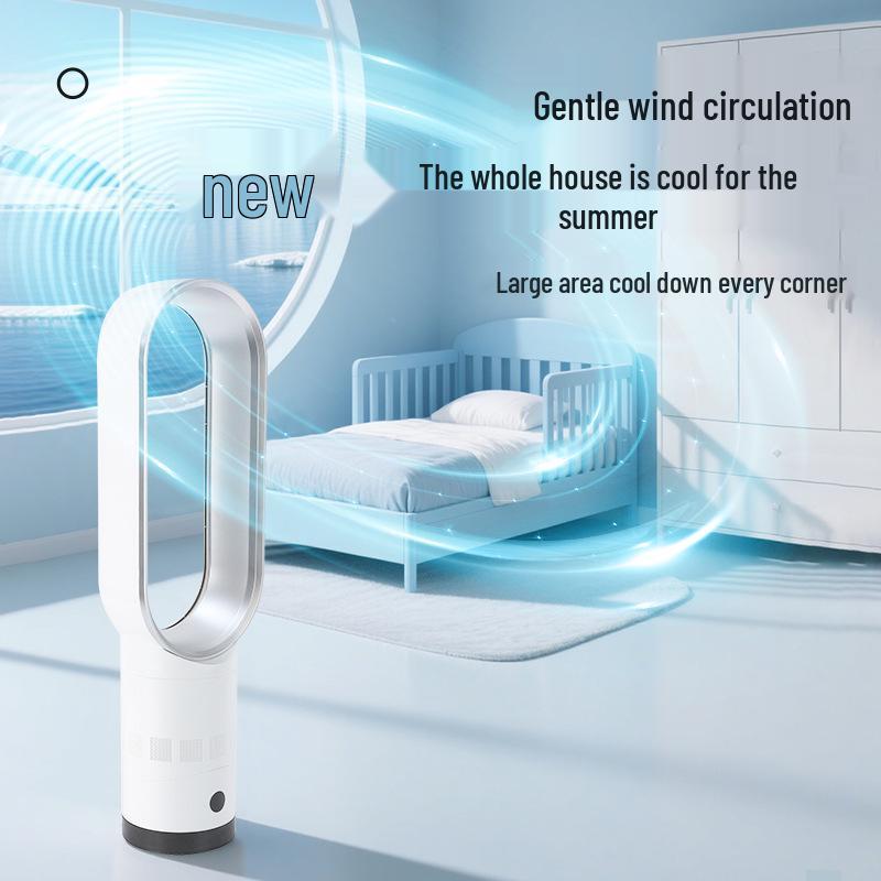 Sleek Bladeless Oscillating Tower Fan with Remote & Multi-Speed Airflow