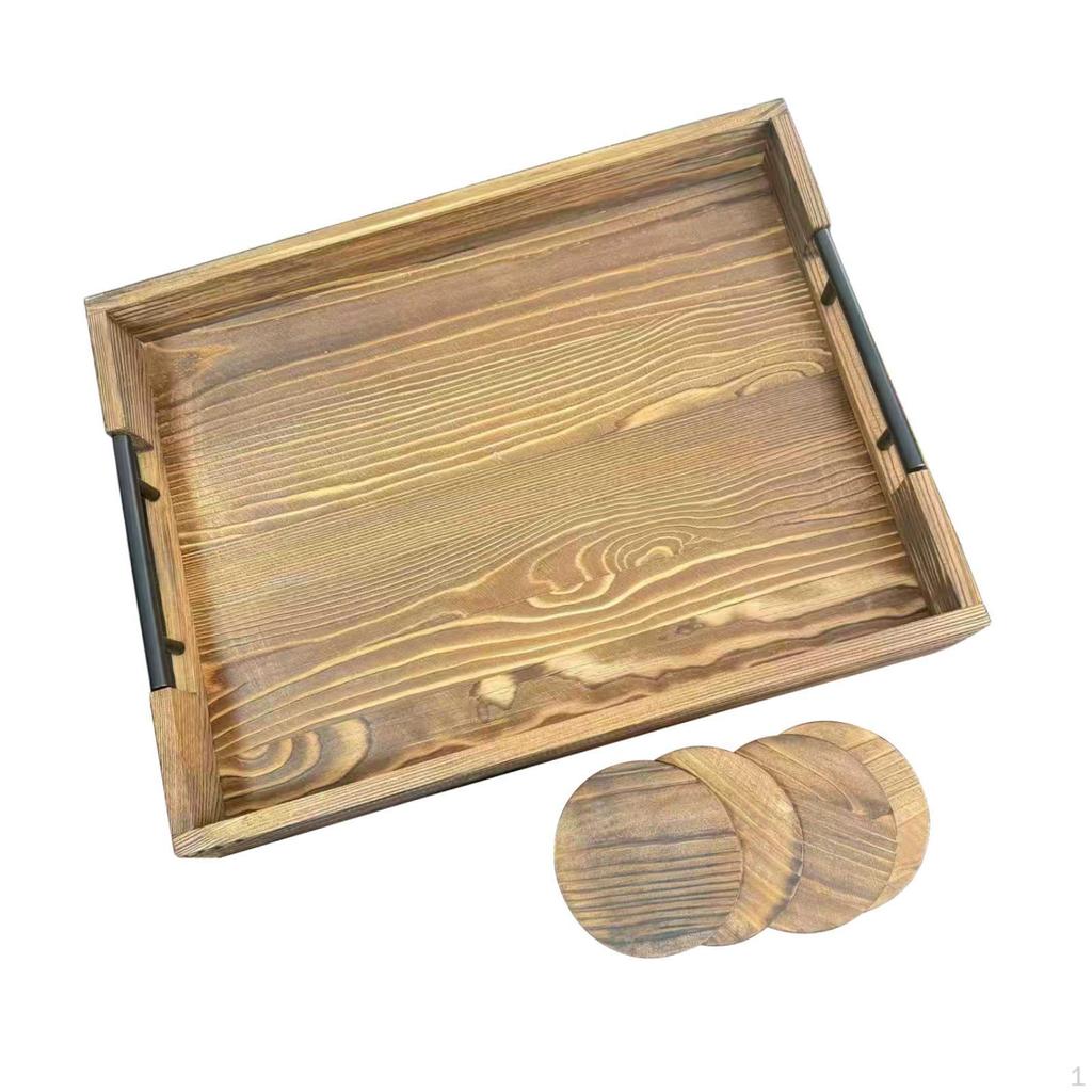 Rustic Wooden Tray for Meal , Ideal Appetizers, Breakfasts, And Country Dinners. The