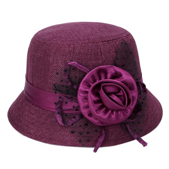 Women's Polka Dot Mesh Flower Bowler Bucket Hat Outdoor Sun Visor Basin Cap