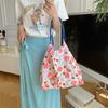 Hanfeng Summer Largecapacity Hand Carry Shoulder Bag Drawstring Shopping Bag Fresh Floral Tote Bag Underarm Bag