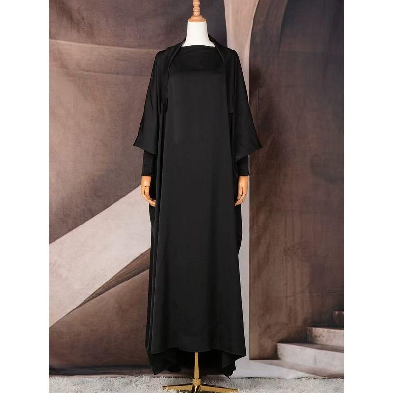 

New Arrival Middle East Dubai Fashion Elegance Bat Sleeve Robe Dress Bat Sleeve Robe Black All yards
