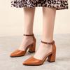 Comfy Elegant Woman Pumps Point Closed Toe Heels Buckle Ankle Strap Heeled Sandals Walking Wear for Work Dress Formal Casual