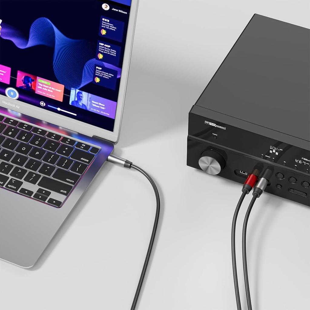 3.5mm to 2RCA Cable 4.9ft, Gold-Plated Aux to 2 x RCA Male to Male Headphone Jack Adapter, HiFi Stereo 1/8 Audio Y Splitter Cord for Smartphones,