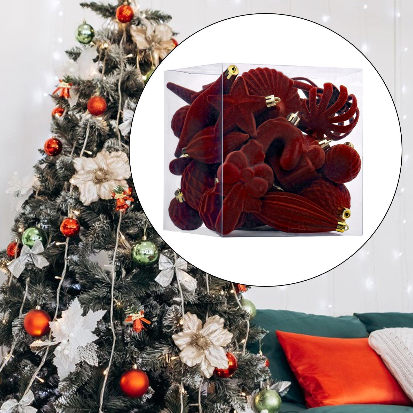 

28 Pieces Christmas Balls Baubles Decorations Flocked for Party Home Year Anniversary кавовий