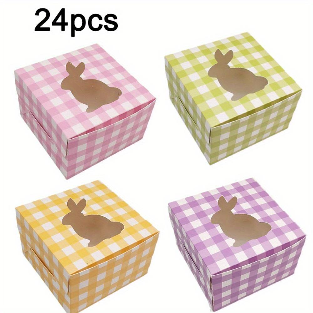 

24 шт. коробок для сладостей, 4 цвета, картонная подарочная коробка с окошком в форме кролика, цветная бумага, пасхальные контейнеры, подарочная упаковка для мыла, коробка для вечеринок, свадеб 24pcs