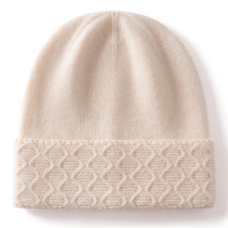 Autumn and Winter New Cashmere Hat Women's Flanged Warm Hat Brimless Casual Knitted Outdoor Hat Men