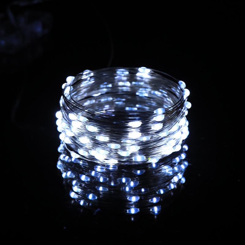 LED Copper Wire Light String with Wave Ball, Battery-Powered, Multifunctional Indoor Decoration Light for Gifts and Lanterns.