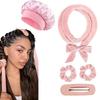 8/5/4 Stück Hitzeloses Lockenwickler-Set Satin-Schlafhaube Keine Hitze Über Nacht Locken Kantenbürste Scrunchies Kamm Schwarzer Geschenk Kamm Styling-Werkzeuge
