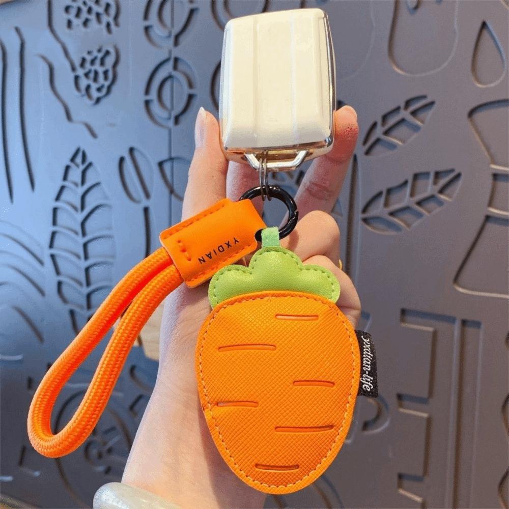 Eggplant PU Leather Bag Pendant Cartoon Car Keyring Funny Vegetable Keychain  Students