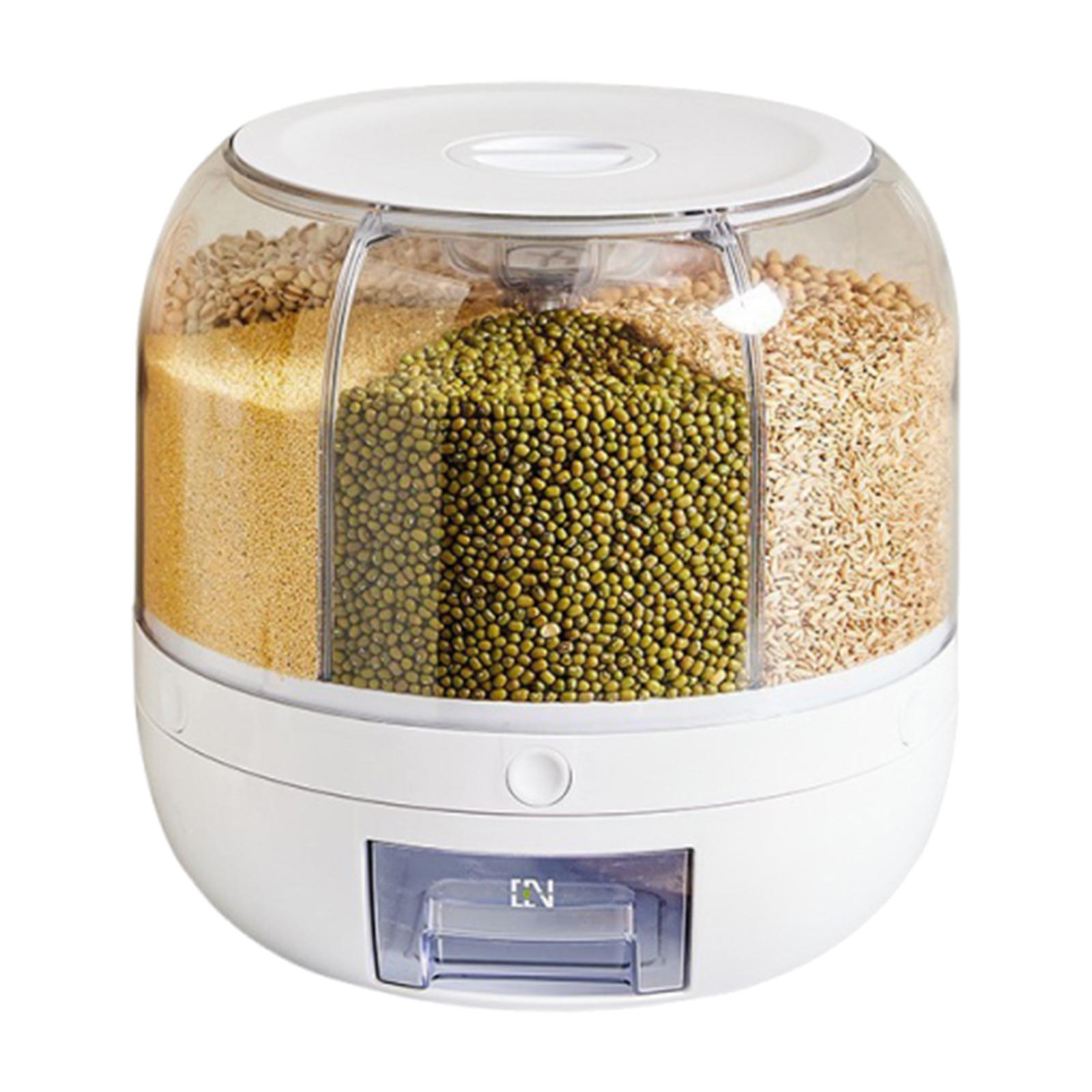 

Rotating Grain Storage Bin Moisture Proof Sealed Food Dispenser Household Rice Bucket For Rice Grains Pet Food Organizer S білий