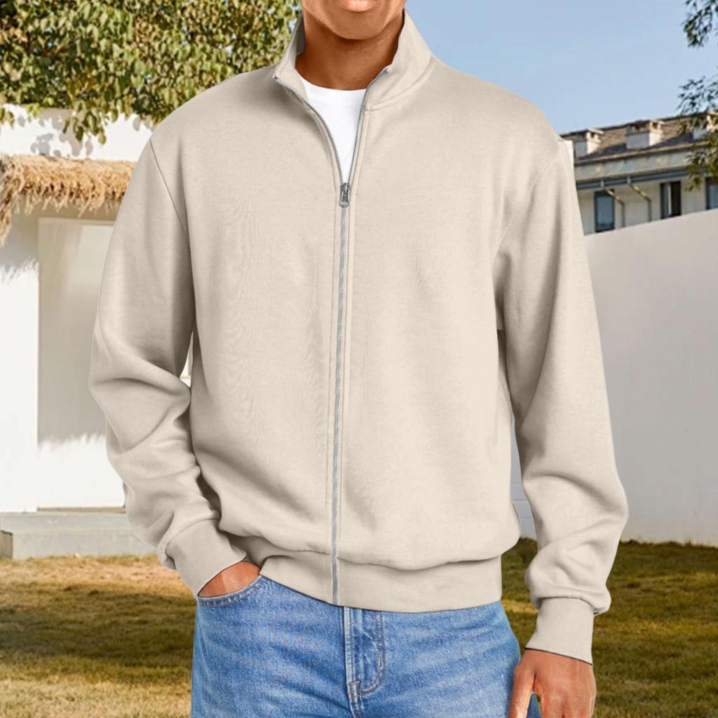 Pánské ležérní tričko na zip s dlouhým rukávem, volný střih, podzimní móda, běžný střih, kardiganové topy