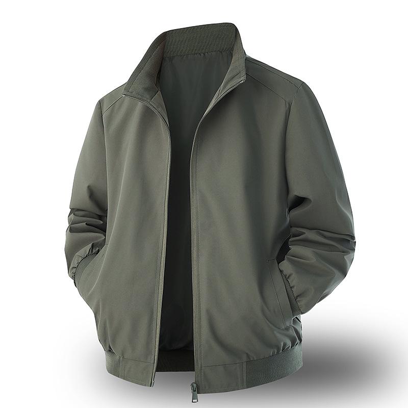 2025 Herren Stehkragen Bergsteigerjacke - Einfarbige, Zwei-Wege-Reißverschluss, Teamuniform