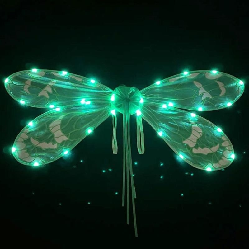 Dress Up Cicada Wing Light Up Dragonflies Wing Halloween Costume Wing LED Elves Wing Princess Wing for Women Girls Teens