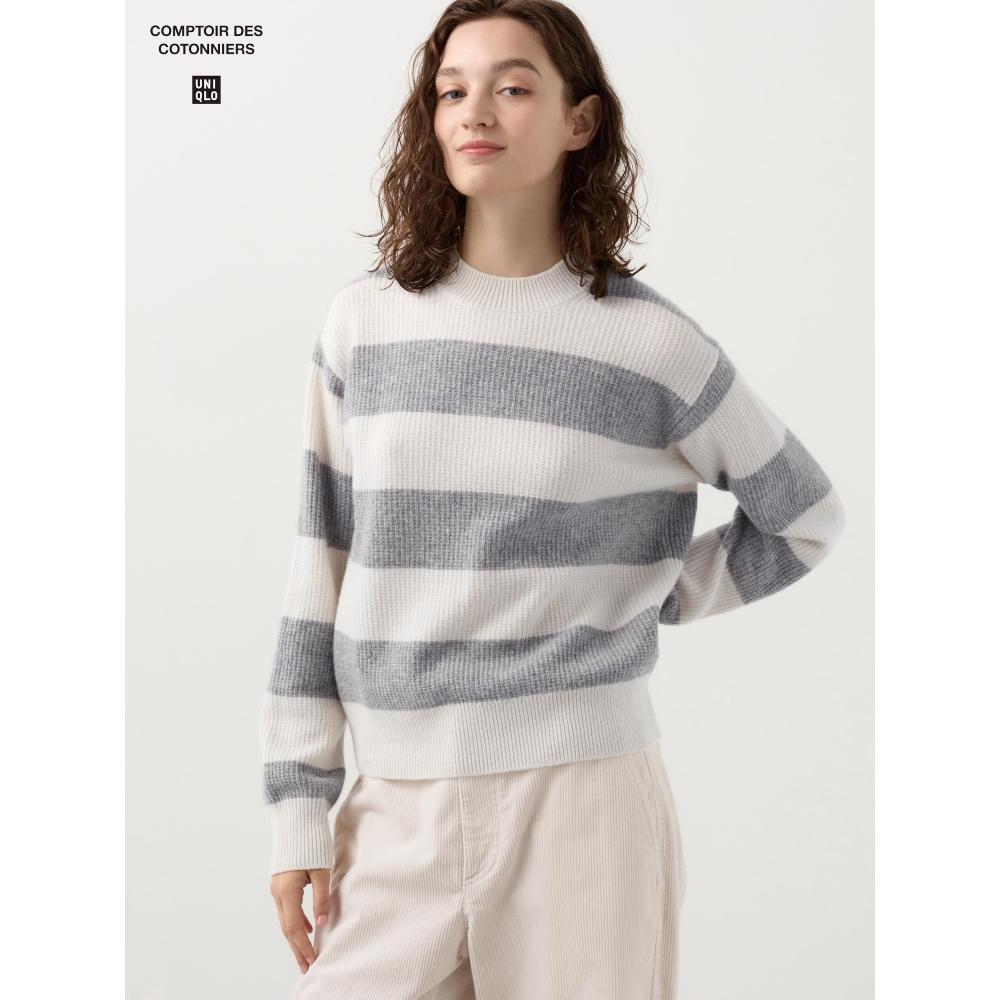 

Свитер Uniqlo Lambswool с круглым вырезом в полоску 02 LIGHT GRAY/WOMEN XS
