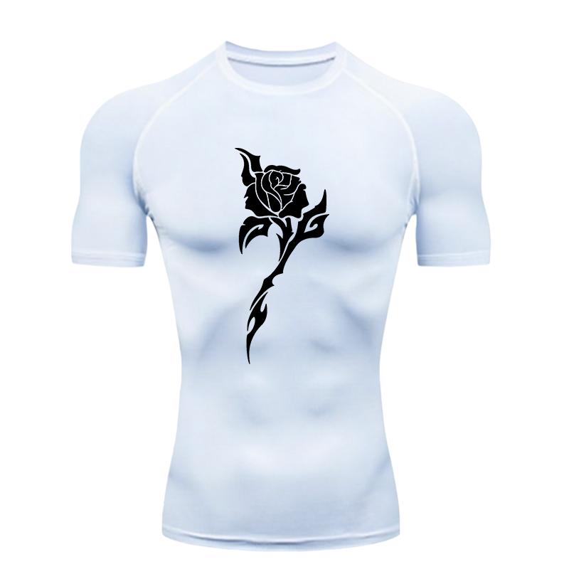 Black Rose  Men's Sports T - Shirt Training Fitness Compression Quick Dry Short Sleeve T - Shirt