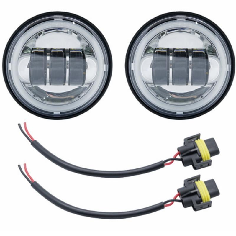 2PCS Chrome / Black 4.5 Inch LED Passing Light Spot Driving Lamp LED Fog Lights for Motorcycles 4.5" Lights