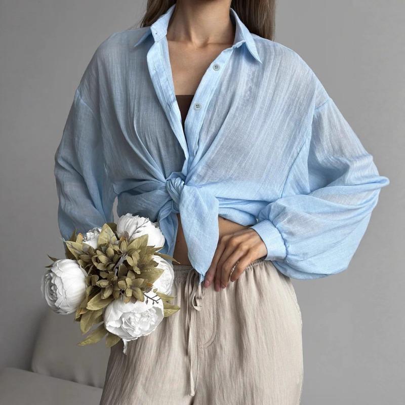 Casual Fashion Loose Women Shirts Long Sleeve Basic Office Blouse Sweet Spring Summer Tops Simple Solid Color Women's Clothing