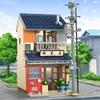 Zmart 1200 Stück Bausteine Stadtstraßenansicht Modell Ziegelstein Set mit Bau Japanische Miniatur-Straßenszene Japanisches Modernes Architekturmodell