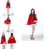 Stunning Women Christmas Red Velvet Santa Claus Cloak Cape Hooded Xmas Cosplay Costume