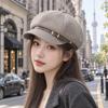 New solid color woolen octagonal hat children autumn and winter British retro fashion newsboy hat literary style cap