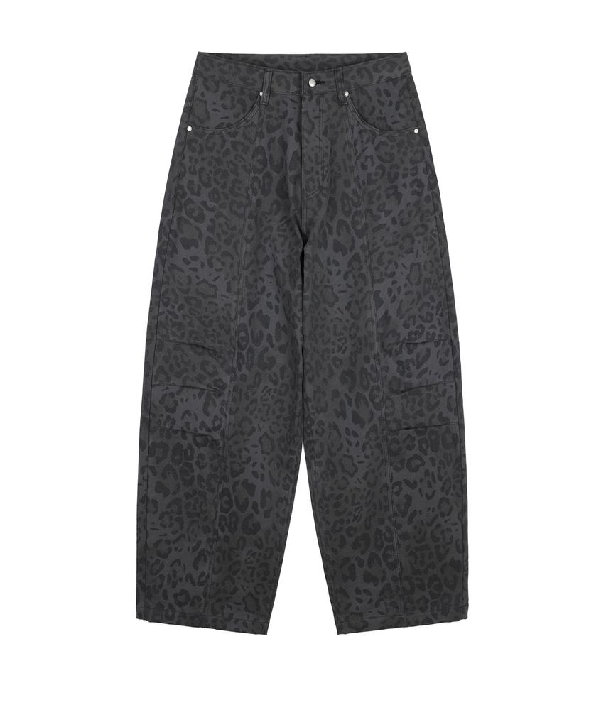 EASY NO EASY Curved Leopard Pants - Charcoal