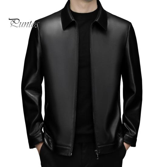 

Мужская куртка с лацканами, длинным рукавом, застежкой-молнией, стандартный крой, пальто, однотонная короткая куртка из искусственной кожи, повседневная уличная верхняя одежда M