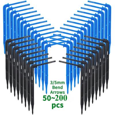 Oasis 50-200pcs Greenhouse 3/5m Hose Drip Irrigation Drippers 1/8'' Bending Arrow Emitters Garden Potted Micro Watering System