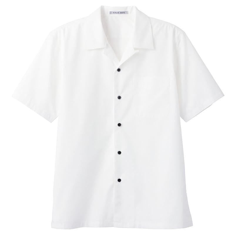 

[Face mix] Broad open collar short sleeve shirt