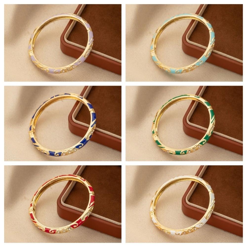 Traditional Flower Bangle Colorful Women's Hand Bracelet Vintage Cloisonne Bangle  Jewelry Gifts