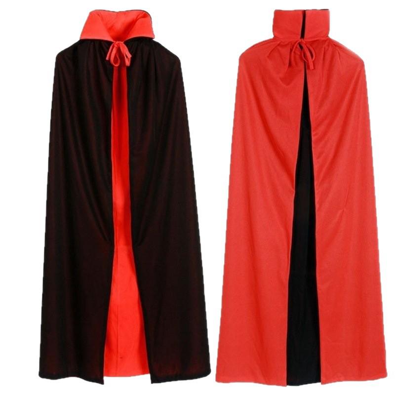 Pirate & Grim Reaper Halloween Cape: Red & Black Cloak with Stand-up Collar for Kids & Adults