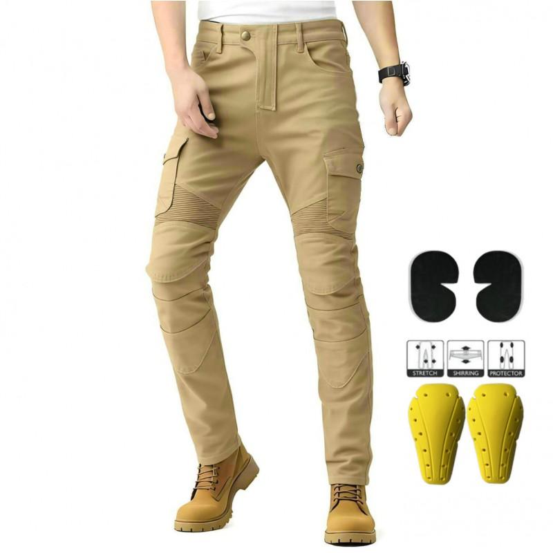 Mens Motorcycle Riding Pants With Protective Padding Multi-Pocket Tactical Workwear Off-Road Street Use