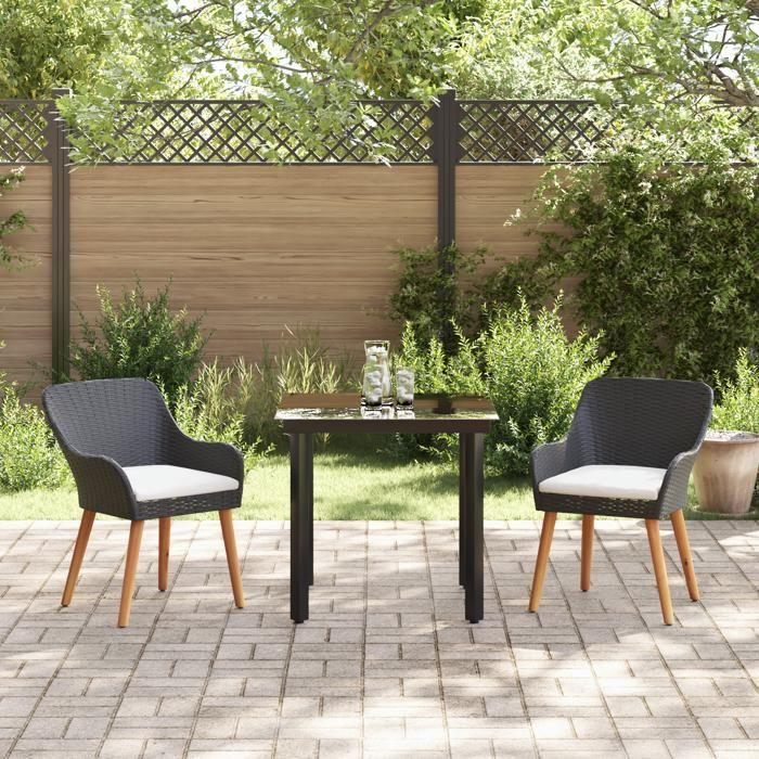 VidaXL Ensemble de jardin 3 pièces en rotin poly noir 3261670