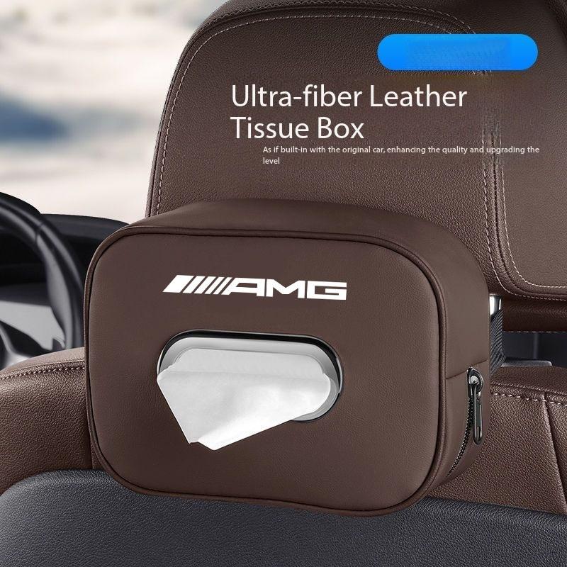 Leather Car Seat Tissue Box Storage Bag Tool For Mercedes Benz AMG A B C M ML GLA GLE GLS E Class W176 W205 W166 W246