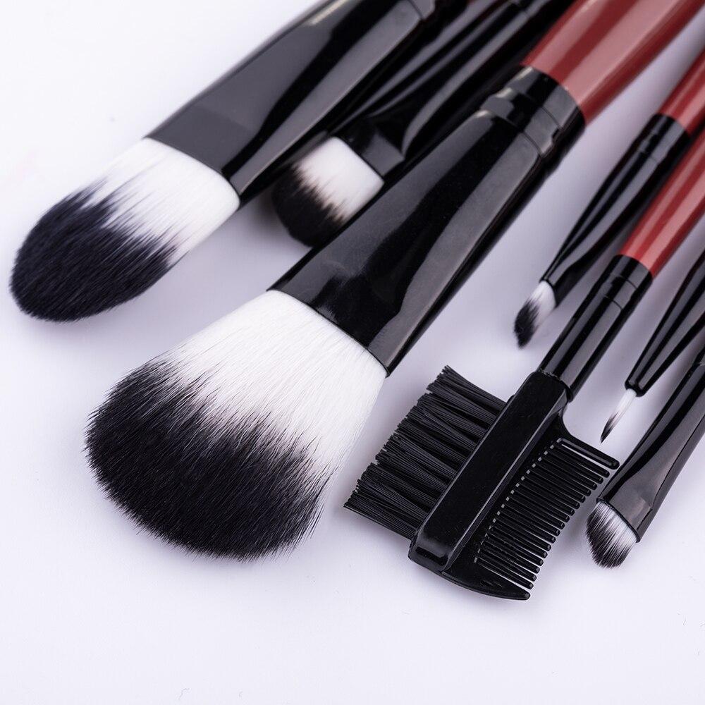 7pcs Red Makeup Brushes Powder Foundation Blusher Face Kabuki Brush Pincel Maquiagem Cosmetics Tools Make Up