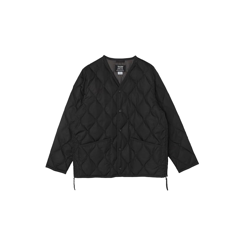 

[Ships] tieon TAION Special order Hand washable down quilt slit button cardigan men s 714680027 black L