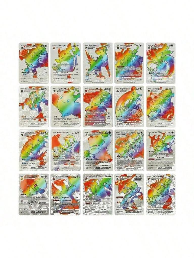 Beautiful 55pcs Pokmon Rainbow Gold Silver and Black English-Language Cards Anime Charizard and Eevee Battle Game Collectibles