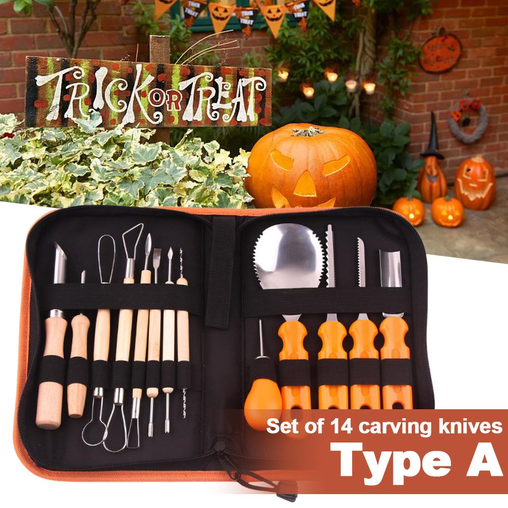 14 Pcs / Set Halloween Pumpkin Multifunction Kit Stainless Steel Cutting Tools