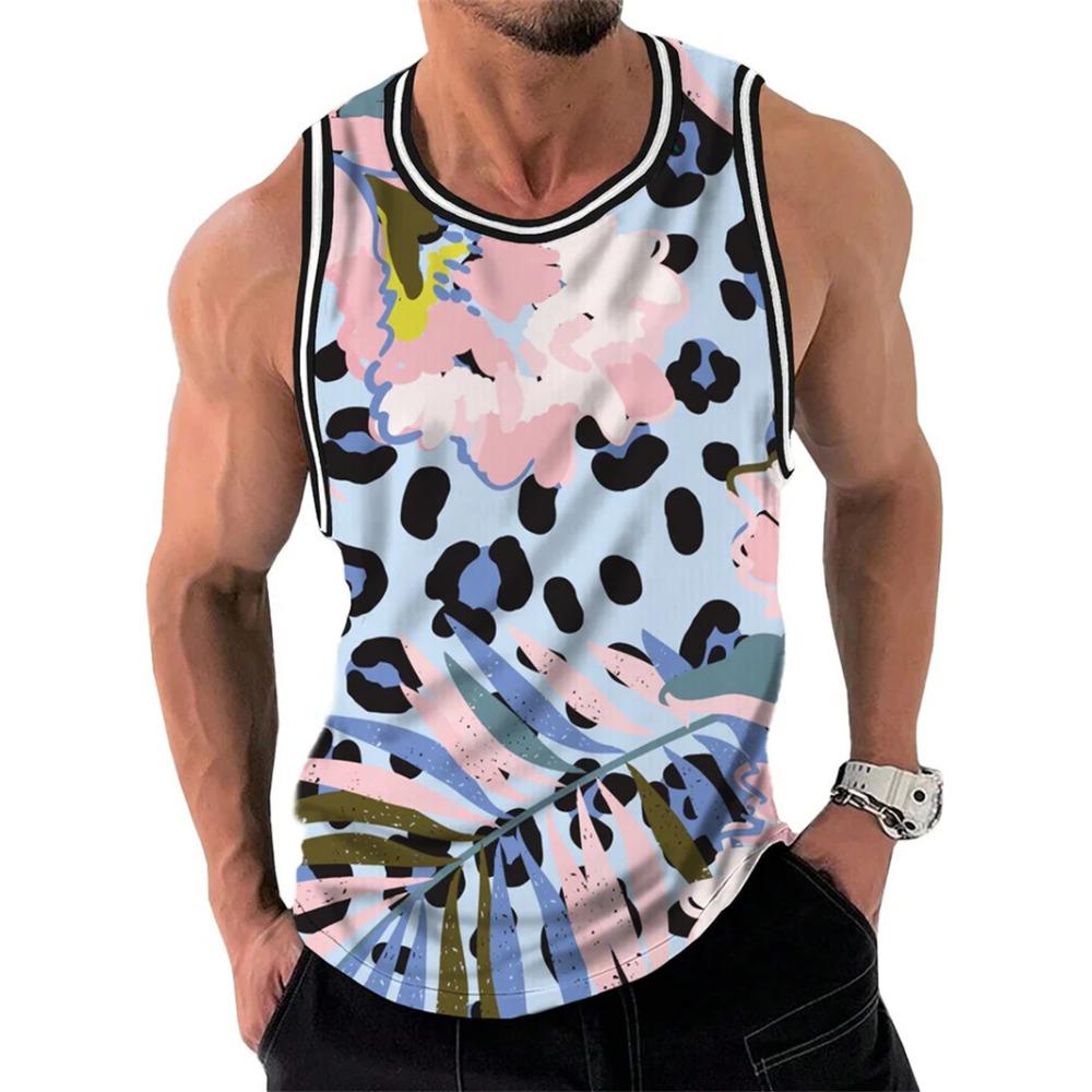 Modisches Floral Graphic Tanktop für Herren Trend Sommer Ärmellos 3D-Blumenaufdruck Weste T-Shirts Locker Streetwear Atmungsaktive Oberteile