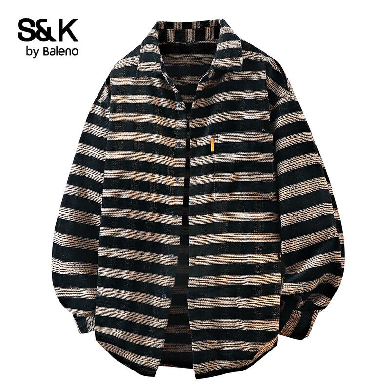 Baleno Men s S&K Series Retro Striped Long Sleeve Shirt M