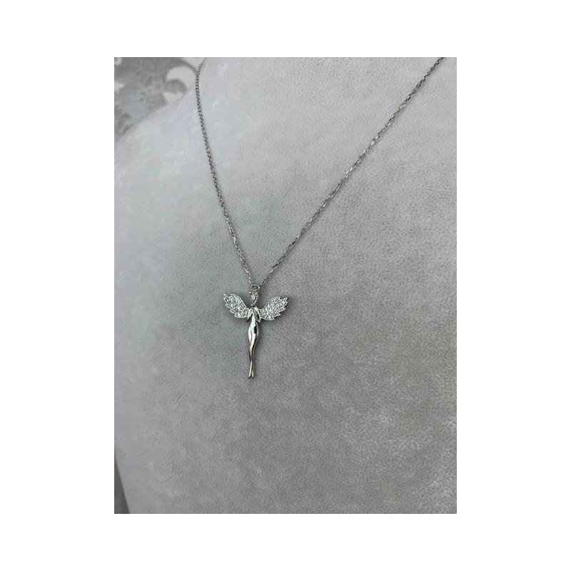 

Подвеска из серебра 925 пробы с подвеской в ​​форме ангела, серебряный цвет, Тим Дезинг 45cm серебряный