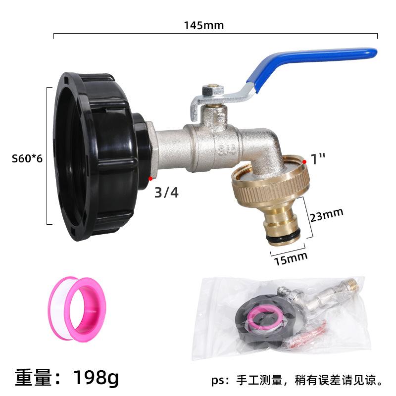 IBC Tank Tap Adapter Nipple S60X6 Thread 15mm Garden Hose Quick Connect Faucet Alloy Tank 1000 Liter IBC Tank Valve Fitting