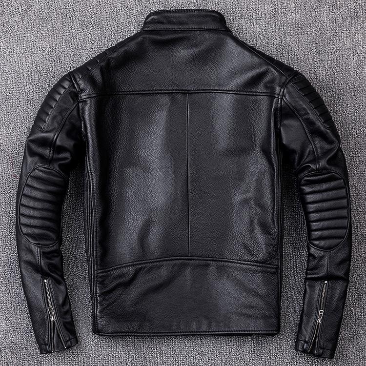 Pánská bunda z PU kůže se stojáčkem, slim střih, motorkářská, trendy kožená bunda, bunda