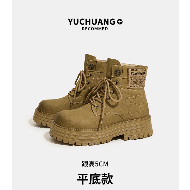 

2025 new leather platform fashion Martin boots women s outdoor versatile retro short boots women s summer 34